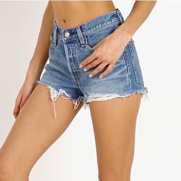 Levi’s 501 Button-fly High Rise Denim Jean Cutoff Shorts - 30" - Picture 4 of 11